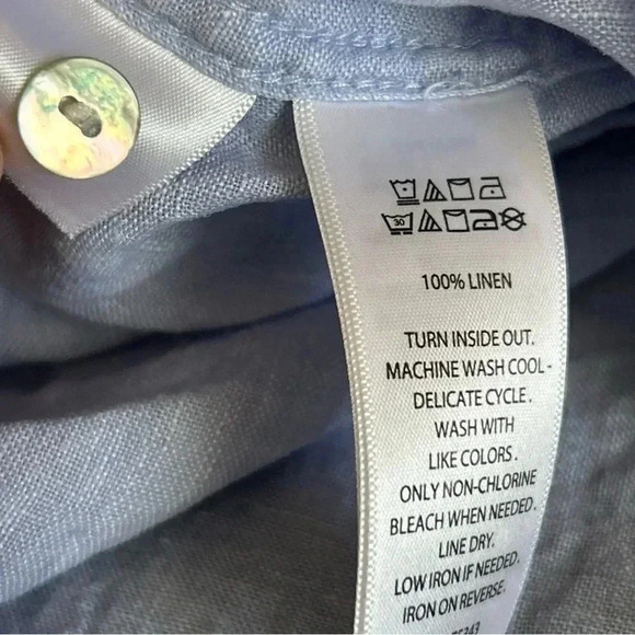 Panama Jack 100% Linen Mens XL Baby Blue Button Down Short Sleeve Shirt EUC - Picture 6 of 7